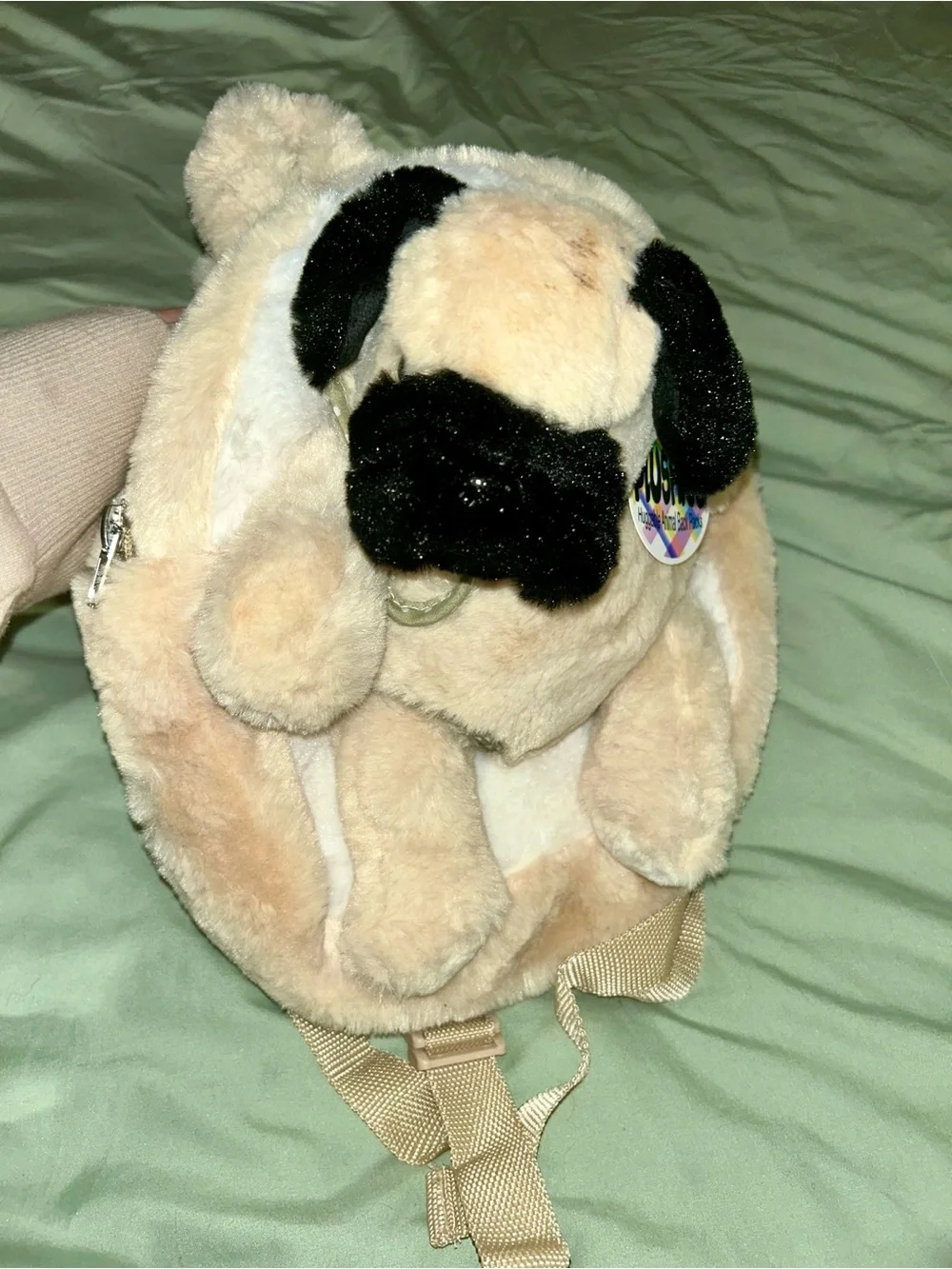 Huggable Animal Backpack - Cream Dog Plush